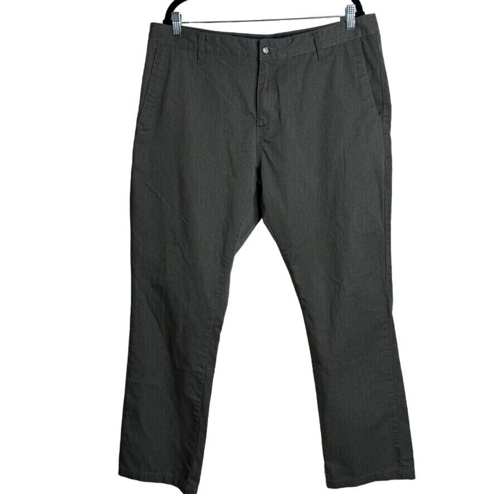Volcom Mens Casual Charcoal Heather Gray Chino Pants‎ Size 38 Flat Front